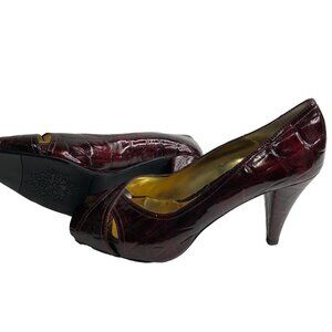 J.RENEE SQUARE TOE  GATOR HEELS PUMP SHOES SZ 8.5‎ M